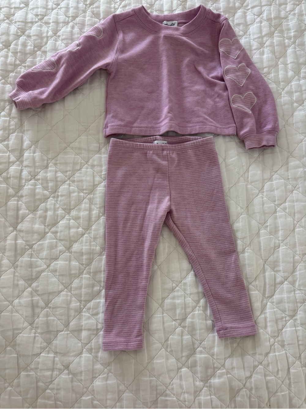 Splendid Girls Lavender Heart Sleeve Sweatshirt & Leggings Set